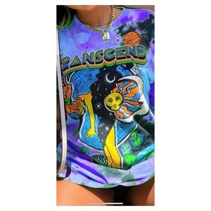 Farrah Edwina Blue Multi Print Tee